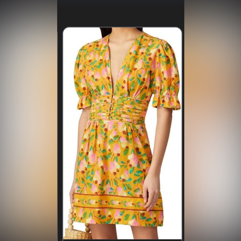 Farm rio mini yellow floral cashew dress